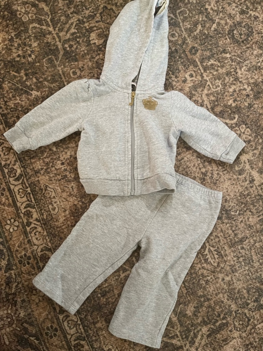 Juicy Couture Heather Gray Hooded Zip Sweat Set